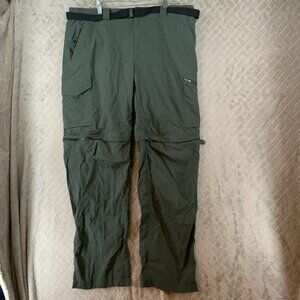 Columbia Pants Mens 38X32 Army Green Cargo Convertible Nylon Omni-Shade Outdoors